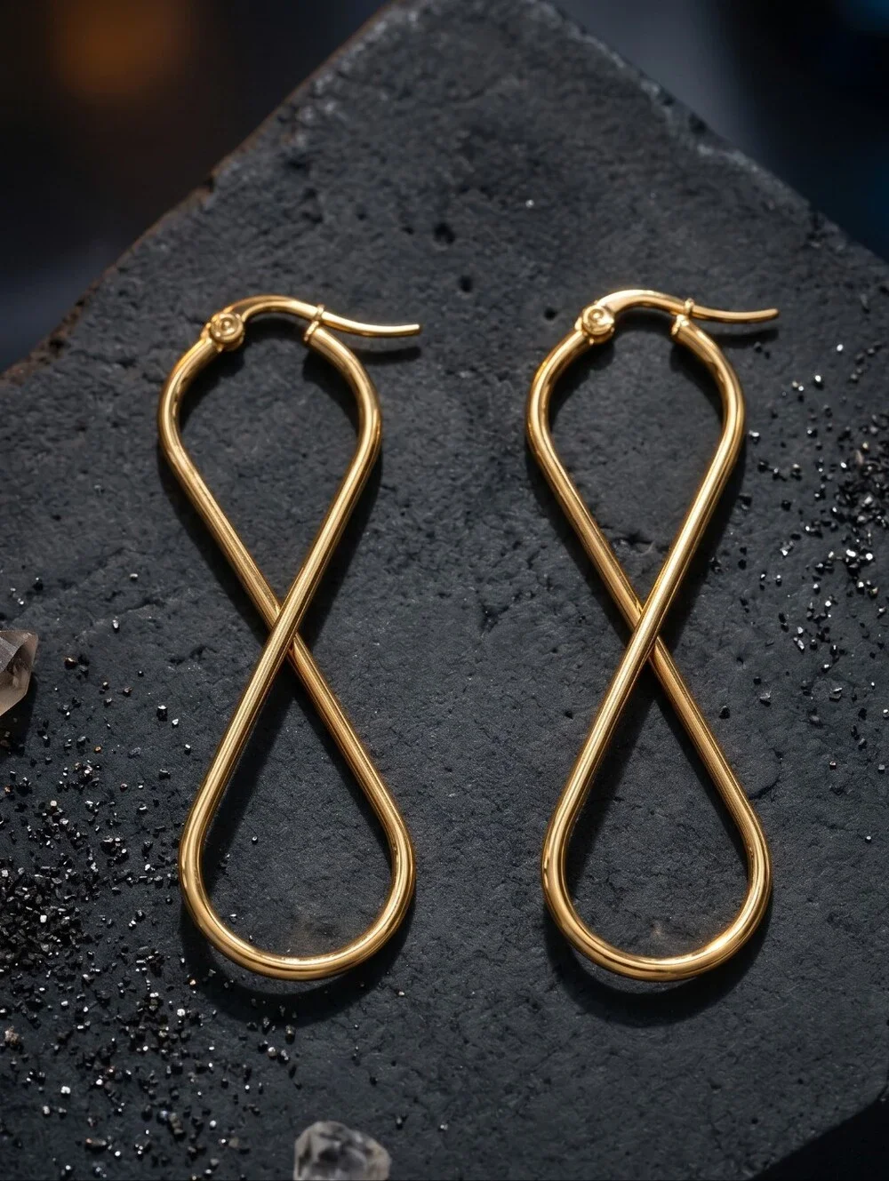 Infinity Statement Earrings 18K Gold Plated Stainless Steel Minimalist Chic